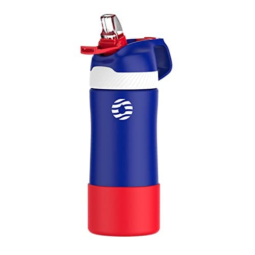 Bouteille Isotherme FJBottle Gourde Enfant 350ML/400ML, Étanche sans BPA pour Ecole et Sport, Bouteille Réutilisable Ant — Bleu+ Rouge