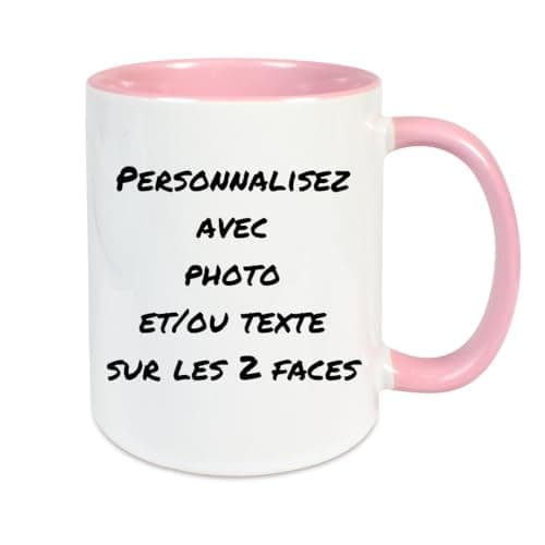 Fapadjo Mug Personnalisable Photo Texte, Tasse Café Prénom, Cadeau Anniversaire et Naissance, Souvenir Collegen — Vieux Rose