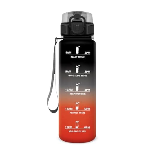 KollyKolla Gourde Enfant 500ml Étanche Sans BPA pour Sport Bureau École — 17oz-500ml | Noir + Rouge