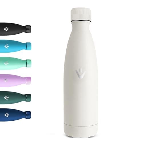 Motswedi Gourde Isotherme Violet Clair, Réutilisable 500ml, pour Enfant et Adulte, Randonnée & Sport 24h Froid 12h Chaud — Blanc Cassé-500ml