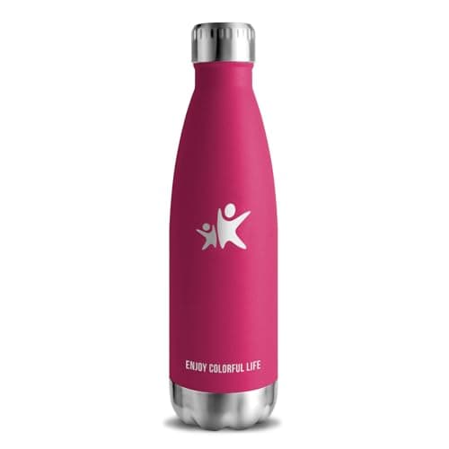 Thermos Gourde Inox 500ml Sans BPA 24h Froid & 12h Chaud Reutilisable Anti Fuite Bouteille d'Eau pour École Bureau Voyag — Rose Rouge