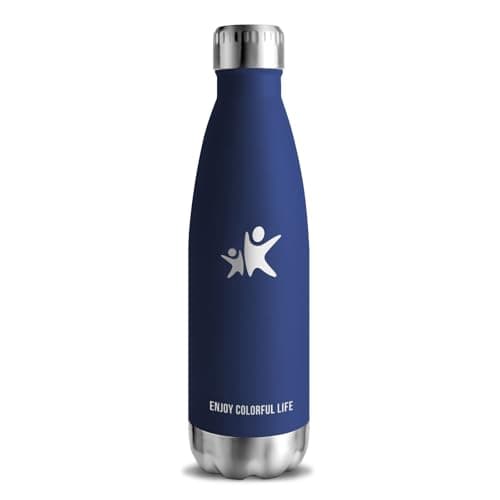 Thermos Gourde Inox 500ml Sans BPA 24h Froid & 12h Chaud Reutilisable Anti Fuite Bouteille d'Eau pour École Bureau Voyag — Bleu Foncé