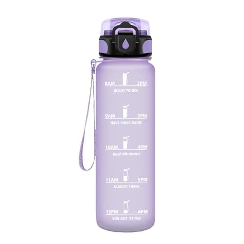 Gourde Sport 500ml pour Enfant et Adulte | Étanche | Motivante | Idéale pour Randonnée, Sport et Yoga | Bouteille Reutil — 32oz-1000ml | Paille | Mat Violet Clair