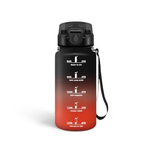 HoneyHolly Gourde 500ml Sans BPA & Étanche, Bouteille Motivante avec Marqueur de Temps pour Gym, École, Cyclisme et Plei — Black&red Label Color - 500 Ml