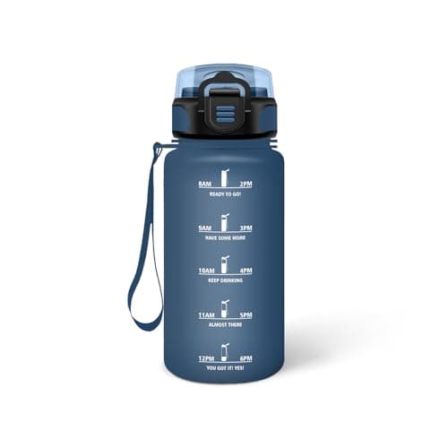 Gourde Enfant 500ml Noire-Rouge, Anti-Fuite et Facile à Nettoyer, Idéale pour l'École, Velo et Voyage — Bleu Marine