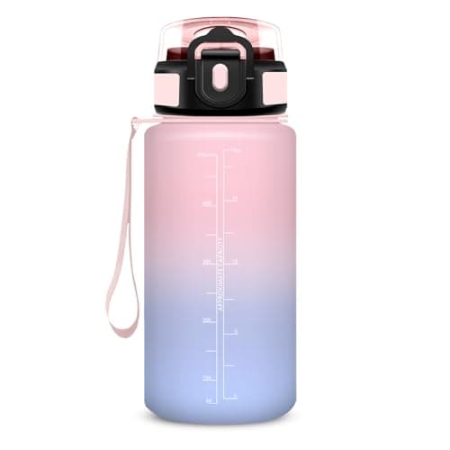 Gourde Enfant 500ml avec Paille Anti Fuite Marque Anti-Dechiffrement pour École Camping Voyage Sports Vélo avec Cadenas — Rose-bleu