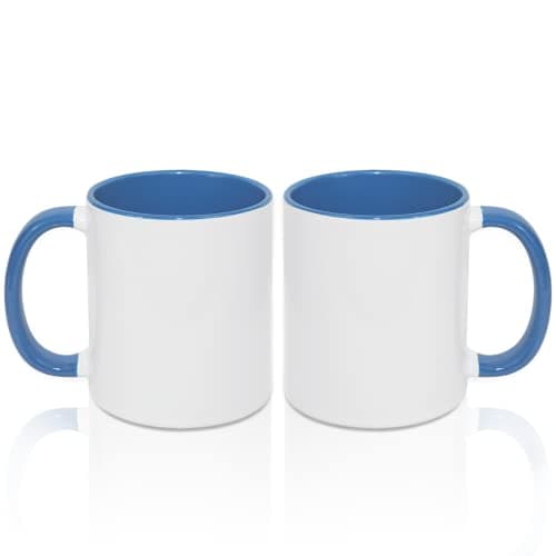 MR.R Lot de 2 tasses à café vierges en bleu clair 325 ml pour maison et bureau — Blanche,bleue