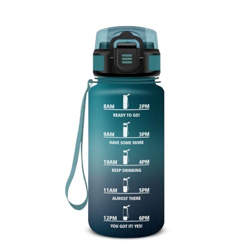 HoneyHolly Gourde 500ml Sans BPA & Étanche, Bouteille Motivante avec Marqueur de Temps pour Gym, École, Cyclisme et Plei — Grüngrau - 500ml