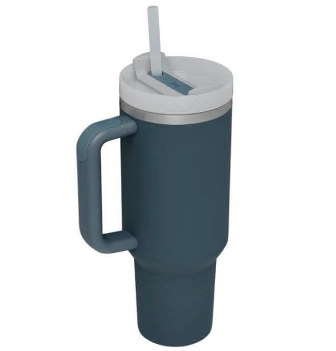 Tasse Inox Grande Capacité Rose Clair - Élevé en Paille pour Voiture - Tasse Extérieure American Style — Bleu Jean