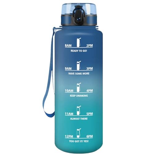 Gourde HoneyHolly Sport 500ml, Filtrante et Temps Marcateur, Idéale pour Sport, Fitness et Yoga, Sans BPA, 500ml — Bleu & Vert-1.5l