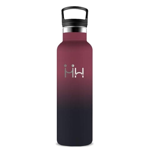 GourdeIsotherme 1L AcierInoxydable AntiFuite pour Randonnée Voyage Camping — Rouge-noir