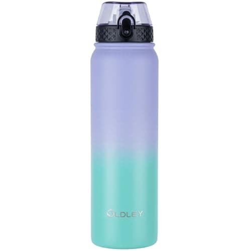 Gourde Oldley en Acier Inoxydable 1L Thermostique et Étanche - Idéale pour Vélo et Camping - Maintient le Boisson Frais — Violet Vert