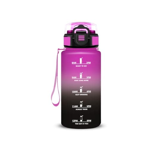 Gourde Enfant 500ml Anti Fuite pour École et Sports with Motivation Slogan | Facile à Nettoyer, Ideale pour Camping et V — Violet-noir