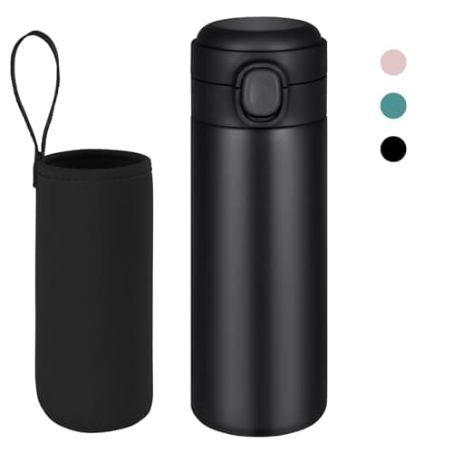 Flintronic Gourde Isotherme 450ML en Acier Inoxydable, Bouteille Isolée avec Indicateur de Température LED, Tasse pour V — #2 Noir