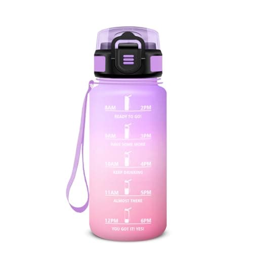 HoneyHolly Gourde 500ml Sans BPA & Étanche, Bouteille Motivante avec Marqueur de Temps pour Gym, École, Cyclisme et Plei — Irisrosa - 500ml