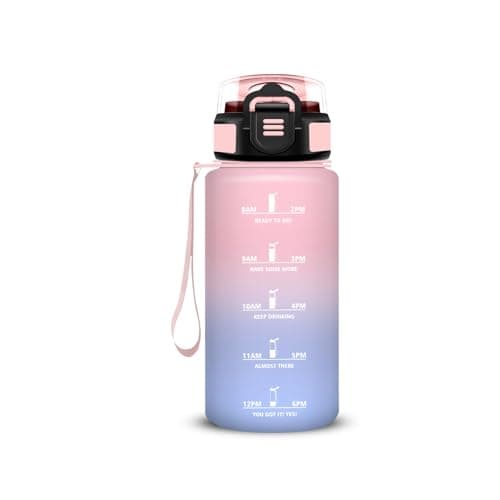 Gourde Enfant 500ml Anti Fuite pour École et Sports with Motivation Slogan | Facile à Nettoyer, Ideale pour Camping et V — Rose-bleu