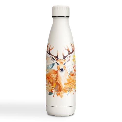 Gourde Inoxydable KollyKolla Isotherme 500ml Impression 3D Sans BPA Reutilisable Enfant Adulte Sport Bureau — 500ml Cerf