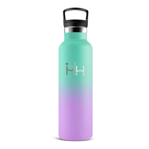 Bouteille Isotherme Inox 500ml Facile à Transporter Pour Bureau Voyage Camping École 24h Froid 12h ChaudSans BPA — Vert-violet