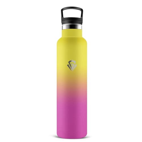 Gourde Isotherme 1L 24H Froid 12H Chaud, Anti-Fuite Sans BPA en Acier Inoxydable 18/8 pour Café, Thé, Lait - Grsta — Jaune-rose