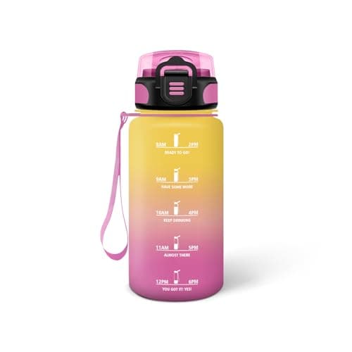 Gourde Enfant 500ml Noire-Rouge, Anti-Fuite et Facile à Nettoyer, Idéale pour l'École, Velo et Voyage — Jaune-rose