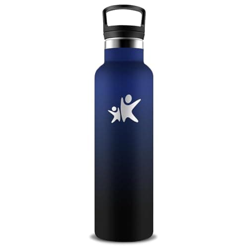 Gourde Isotherme Inox 500ml Enfant Anti Fuite Facile à Nettoyer pour École et Camping — Bleu-noir
