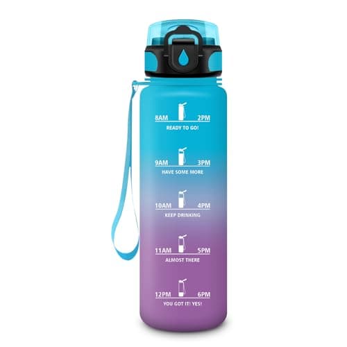 HoneyHolly Gourde 500ML Étanche & Réutilisable, Gourde Sport Motivation Marqueur Anti-fuite, Bouteille d'eau pour Gym & — Violet Clair