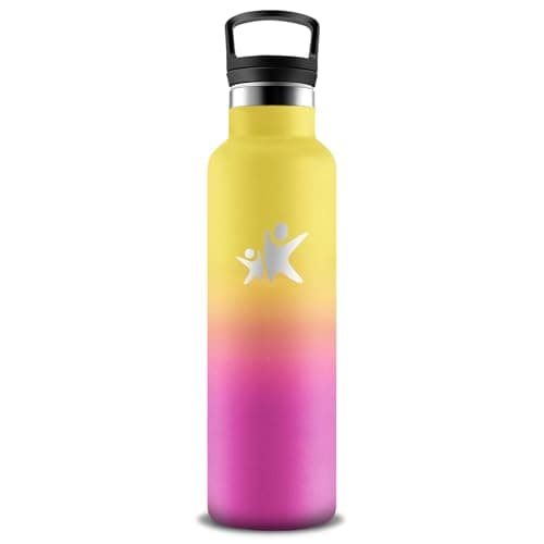 Gourde Isotherme Inox 500ml Enfant Anti Fuite Facile à Nettoyer pour École et Camping — Jaune-rose
