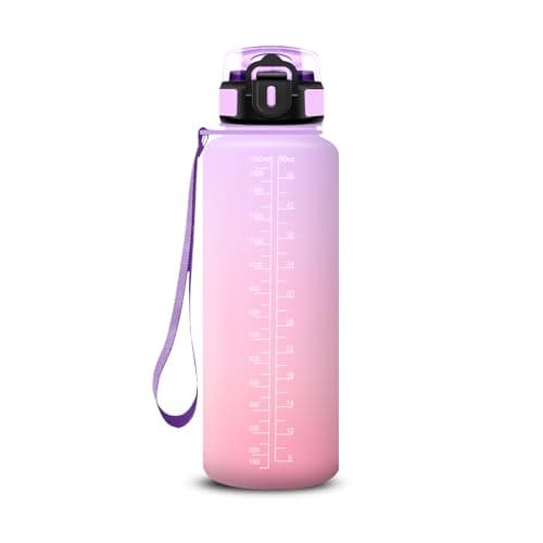 Gourde Enfant 500ml avec Paille Anti Fuite Marque Anti-Dechiffrement pour École Camping Voyage Sports Vélo avec Cadenas — Violet-rose