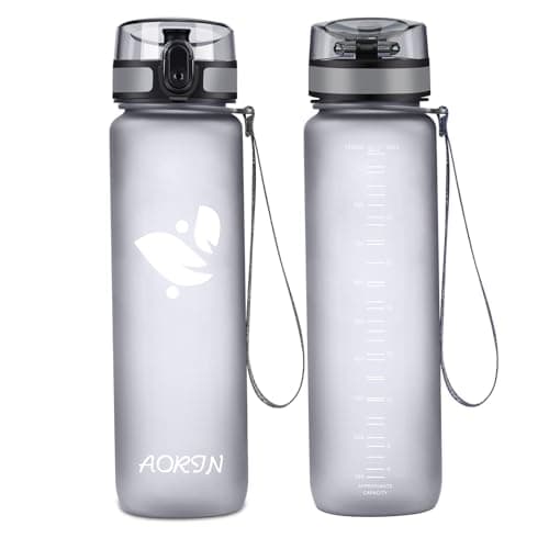 AORIN Gourde Sport BPA-Free & Anti-Fuite 1L pour Adults et Enfants Durant le Sport et les Activités Exteries — Gris