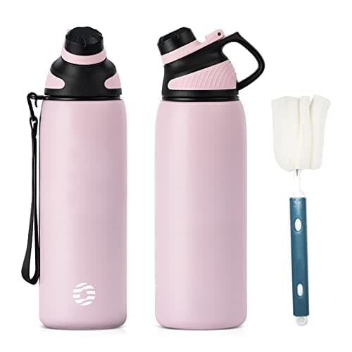 Bouteille Isotherme FJBottle Gourde 1L en Inox - Idéale pour Adultes au Sport, Gym et Voyage - Étanche sans BPA, Cover M — Rose