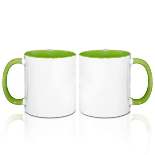 MR.R Lot de 2 tasses à café vierges en bleu clair 325 ml pour maison et bureau — Blanche,verte