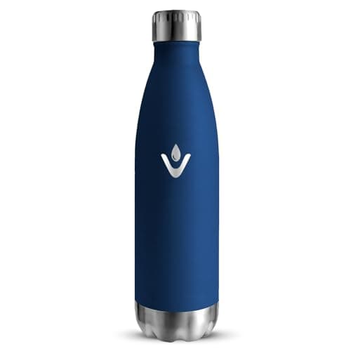 Thermos Gourde Grsta, Gourde Inoxydable 500ml sans BPA, Bouteille Isotherme 24h Froid 12h Chaud pour Enfant et Voyage — Bleu Foncé