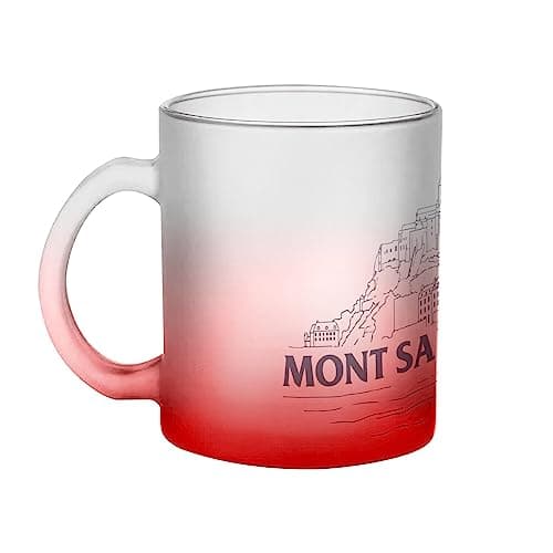 Mug en Verre Bleu Mont Saint Michel Minimaliste pour Touristes du Village Normandie — Rouge