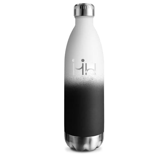 Gourde Isotherme 500ml Sans BPA En Acier Inoxydable, 24h Froid & 12h Chaud, Anti-Fuite pour Voyage, École et Bureau — Blanc-noir