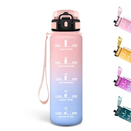 Gourde Motswedi Sport 500ml Anti Fuite Rose Cler & Rose Rouge pour Enfant et Adulte | Bouteille Réutilisable Sans BPA | — Rose & Bleu Ciel