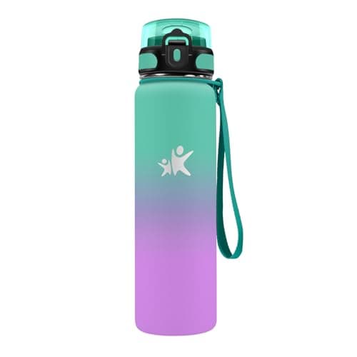 Gourde Isotherme KollyKolla 500ml pour Enfant | Étanche, Reutilisable sans BPA, pour l'école et le Bureau | Fitness — 1l丨lac Vert + Violet