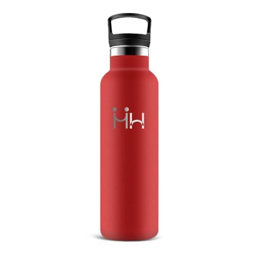 Gourde Isotherme 500ml Anti-Fuite, Double Isolation 24h Froid & 12h Chaud - Bouteille Paille pour Voyage, Camping, École — Rouge