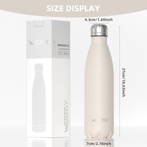 WATERSY Gourde Isotherme en Acier Inoxydable - Garde au Froid pendant 24 Heures etau Chaud pendant 12 Heures - Bouteille