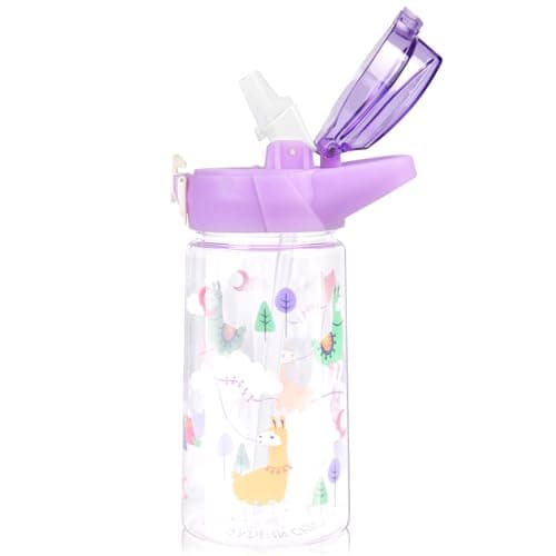 Flintronic Gourde Isotherme Enfant Sans BPA Tritan, Bouteille Anti-fuite Réutilisable 500ML pour Ecole Maternelle avec P — Lila-500ml