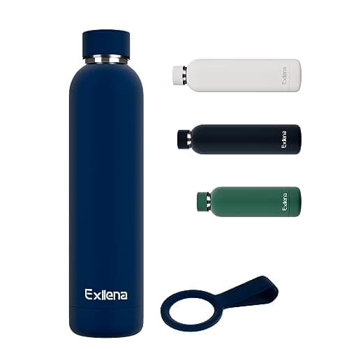 Exllena Gourde Isotherme 1l - Acier Inoxydable sans BPA - Étanche 100% - Idéal pour le Sport et le Voyage - Menthe — Bleu Foncé