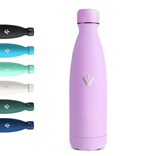 Motswedi Gourde Isotherme Violet Clair, Réutilisable 500ml, pour Enfant et Adulte, Randonnée & Sport 24h Froid 12h Chaud