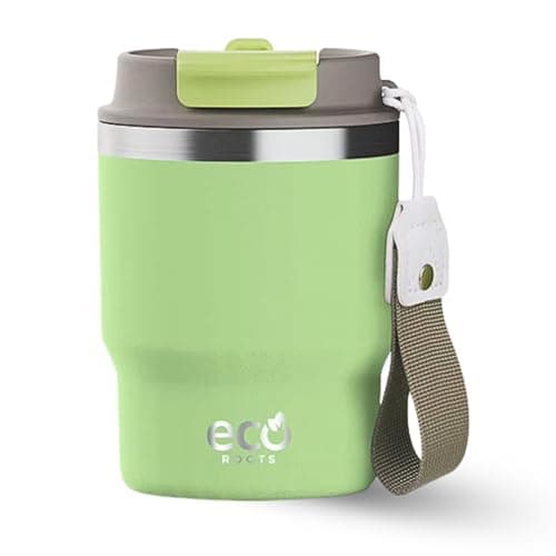 Evergreen ECOROOTS - Tasse Café Isotherme | Couvercle Antifuite | Acier Inoxydable | Sans BPA | Thermo Café Voyage | Tas — Vert Fresh