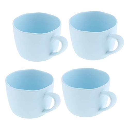 Tubayia Lot de 4 tasses à café en mélamine résistante, parfaites pour fêtes, camping et pique-nique, résistantes et dura — Bleu Clair
