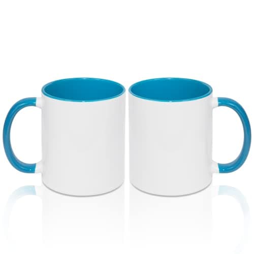 MR.R Lot de 2 tasses à café vierges en bleu clair 325 ml pour maison et bureau