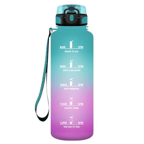 Gourde KollyKolla Enfant 500ml Étanche Réutilisable pour Maternelle École Sport Campings avec Marqueur de Temps Filtre S — 50oz-1500ml | Vert + Rose Clair