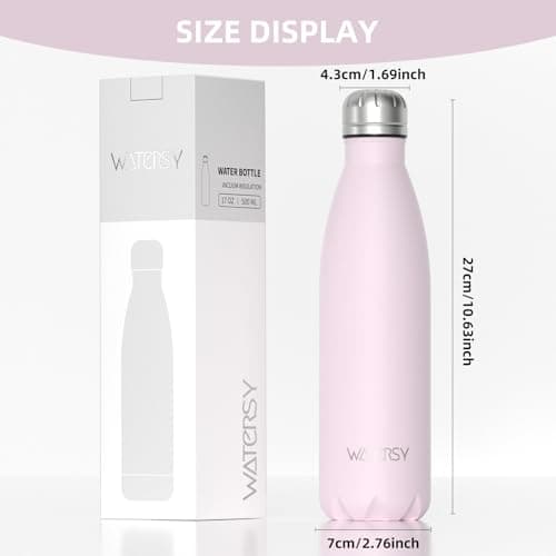 Gourde WATERSY Isotherme Acier Inoxydable Double Paroi pour Sport et Bureau - Garde au Froid 24h et au Chaud 12h - Sans