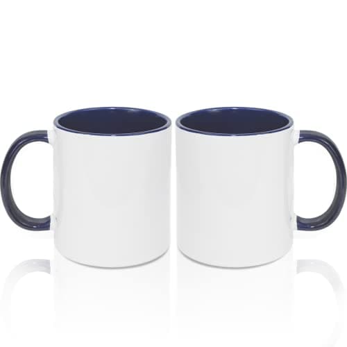MR.R Lot de 2 tasses à café vierges en bleu clair 325 ml pour maison et bureau — Bleu Foncé