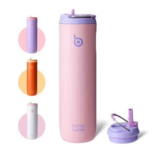 Bouteille d'eau isotherme en acier inoxydable pour sport et voyage - Rose clair, 710 ml,anti-fuite, sans BPA — Pêche