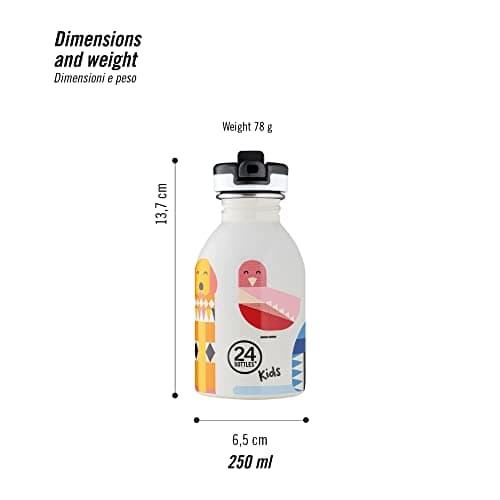 Bouteillekids24Bottles MaternellePrimairePaille250mlHermétiqueInoxydableBPAFreeLégèreGourdeEnfantSportLoisirSûre