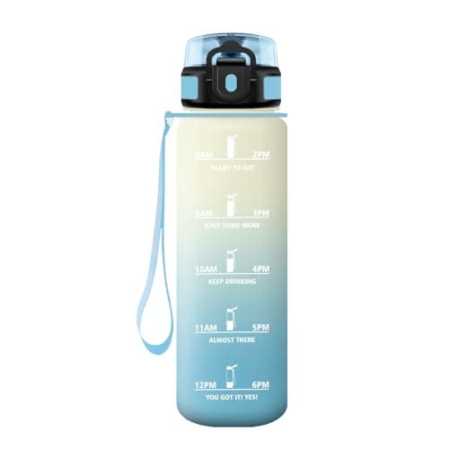KollyKolla Gourde Enfant 500ml Étanche Sans BPA pour Sport Bureau École — 17oz-500ml | Blanc + Bleu Clair